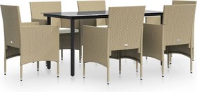 vidaXL Set de masă pentru grădină, 5 piese, cu perne, bej și negru