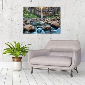 Tablou pe sticlă - Cascada Svartifoss, Islanda (70x50 cm)