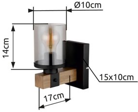 Brilagi - Aplica de perete VISTA 1xE27/60W/230V, stejar