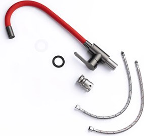 Baterie bucătărie cu pipă flexibilă - 262 oțel inoxidabil Grafit P14A