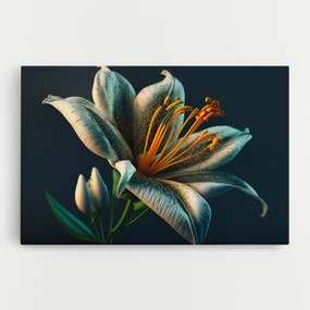 Tablou Canvas, 20x30cm, Dormitor si Living, Flori, Crini, Blue Grey Lily