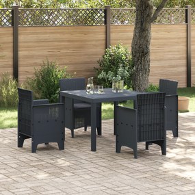vidaXL Set de masă pentru grădină 5 pcs Antracit Ratan Polt