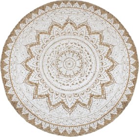 vidaXL Covor din iută împletită cu imprimeu, 210 cm, rotund