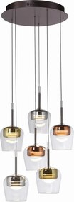 Lustra LED Smart cu telecomanda, CCT, 6 pendule, sticla, multicolor, Q-KON