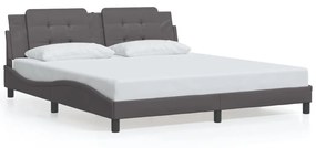 3214127 vidaXL Cadru de pat cu lumini LED, gri, 180x200 cm, piele ecologică