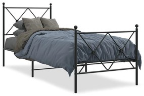 376511 vidaXL Cadru pat metalic cu tăblii de cap/picioare, negru, 80x200 cm