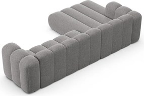 Colțar gri cu tapițerie din chenille (cu colț pe partea stângă/cu șezlong) Lupine – Micadoni