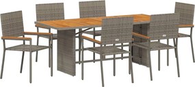 vidaXL Set de masă pentru grădină 7 pcs Gri poliratan