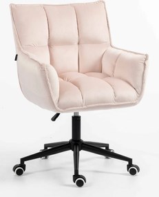 HR560K Scaun Catifea Roz Pudra cu Bază Neagră