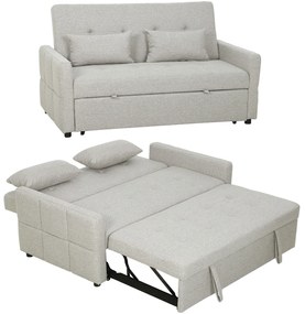 HOMCOM Canapea 2 locuri convertibilă în canapea extensibilă clic clac cu 2 perne din țesătură, Maro deschis | Aosom Romania