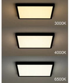 Plafonieră LED/40W/230V 3000/4000/6500K 50x50 cm neagră
