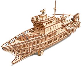Puzzle 3D mecanic din lemn yacht