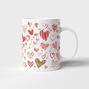 Cana Ceramica Inimioare Valentine’s Day / Dragobete, Alba, 380 ml