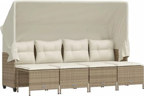 vidaXL Set canapele de grădină cu perne, 5 piese, bej, poliratan