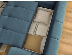 Colțar albastru extensibil/cu spațiu de depozitare (cu colț pe partea stângă/în formă de ”L”) Fuji – Bobochic Paris