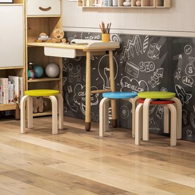 HOMCOM 4 Scaune de Bucătărie Empilabile cu tampoane de picior din fetru, Lemn stratificat de mesteacăn, lăcuit, Multicolor | Aosom Romania