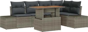 vidaXL Set de canapele pentru grădină 6 pcs Gri Rattan poli