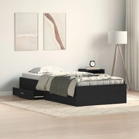 vidaXL Cadru de pat Stejar negru 90x200 cm Lemn stratificat