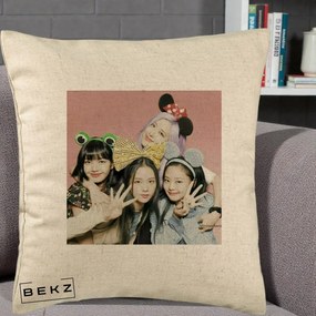 Perna Personalizata K-pop BLACKPINK Accesorii Haioase, 40x40 cm, Bej, Husa Detasabila, Perna Inclusa, BEKZ®