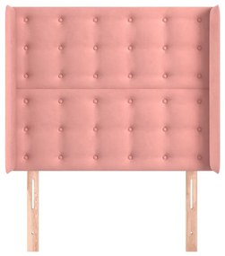 Tablie de pat cu aripioare, roz, 83x16x118 128 cm, catifea 1, Roz, 83 x 16 x 118 128 cm