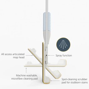 Mop cu pulverizator Joseph Joseph CleanTech 65004, 145 cm, Suport de perete, Gri