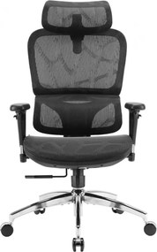 RESIGILAT- Scaun ergonomic SIHOO M56B-V2-M101, Suport Lombar Dinamic 3D, Tetieră 3D, Cotiere 3D, Înclinare 125°, Bază Metalică Cromată, Mesh, Negru