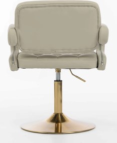 HR8403N Scaun Ecru Piele Ecologica Premium Soft cu Bază Aurie