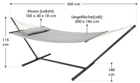 Scaun balansoar 360 x 120 x 115 cm - gri deschis