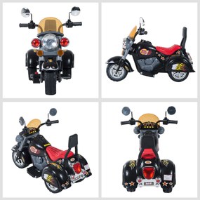 HOMCOM Motoretă Electrică pentru copii 3-6 ani cu 3 Roți, Sunete și Lumini, 92x53x67cm,Negru  | Aosom Romania