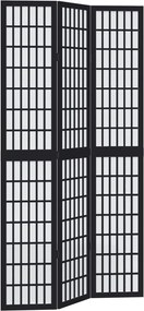 vidaXL Paravan de cameră cu 3 panouri, negru, lemn masiv paulownia