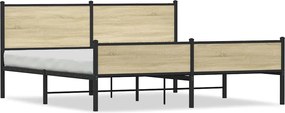 vidaXL Cadru de pat metalic fără saltea, stejar sonoma, 183x213 cm