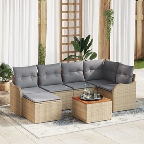 vidaXL Set de Canapea pentru Grădină 7 pcs Bej, gri deschis Mare
