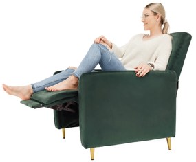 Scaun relaxant reclinabil, ţesătură de catifea smarald, NAURO