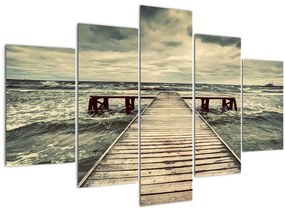 Tablou cu dig din lemn la mare (150x105 cm)