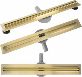 Set rigola pentru dus plus capac auriu Rea Neox Slim Pro 80 cm