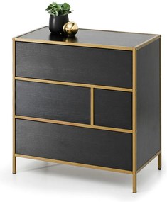 Comodă Soren Kom (lemn negru + auriu). Promo -42%. 1110771