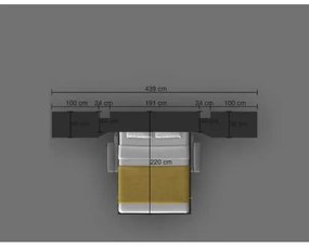 Set pat rabatabil dublu cu somiera inclusa NOVA cu canapea si 2 dulapuri Acordeon (100 cm) - Nova FULL Wardrobes &amp; Case Double Sofa SET (150X200)