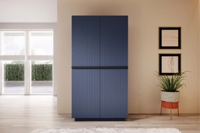 Dulap Nicole dormitor 100 cm - MDF albastru marin / mânere negre