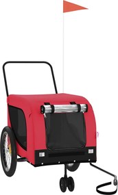 vidaXL Remorcă bicicletă animale companie, roșu/negru, oxford/fier