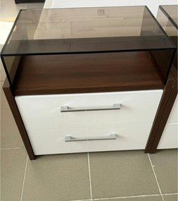 PRODUS RESIGILAT - Noptiera ZEPPELIN, maro/alb, PAL/sticla, 60x40x57 c