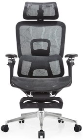 SYBERGO HUMAN PRO Scaun ergonomic, suport lombar, sezut translatie, cotiere 3D, suport picioare, Full Mesh, Negru