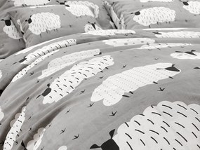 Lenjerie de pat din bumbac WHITE SHEEPS gri Dimensiune lenjerie de pat: 70 x 90 cm | 140 x 220 cm