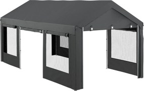 Outsunny Pavilion de Grădină cu Înălțime Reglabilă, 4 Uși și 4 Ferestre, 6x3 m, Gri Închis | Aosom Romania
