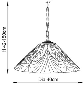 Endon 64162 - Lustră cu lanț Tiffany HECTOR 1xE27/60W/230V Ø 40 cm