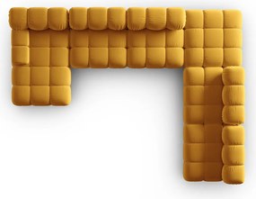 Coltar panoramic dreapta 7 locuri design modular, Bellis, Micadoni Home, BL, 376x282x70 cm, catifea, galben