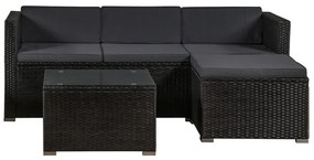Jusky Set ratan de gradina Punta Cana L - perne negre/antracit