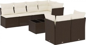 vidaXL Set canapele de grădină cu perne, 8 piese, maro, poliratan