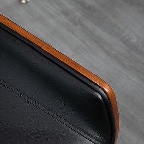 Vinsetto Scaun de birou Vintage, căptușit, din piele ecologică, lemn și oțel, 53x60x86-96 cm, negru și maro închis | Aosom Romania