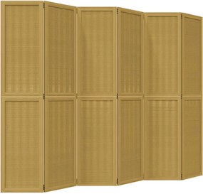 vidaXL Paravan de cameră cu 6 panouri, maro, lemn masiv paulownia