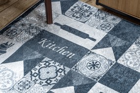 ANDRE 44211 covor lavabil gresii de Lisbona, bucatarie, anti-alunecare - gri / argintiu